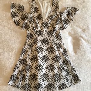 Club Monaco Grey &White Floral Bare Shoulder Dress